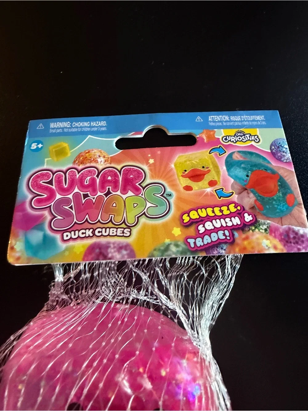 New Orb Curiosities Sugar Swap Duck Cubes Pink Squishy Glitter Toy 5+ Squeeze